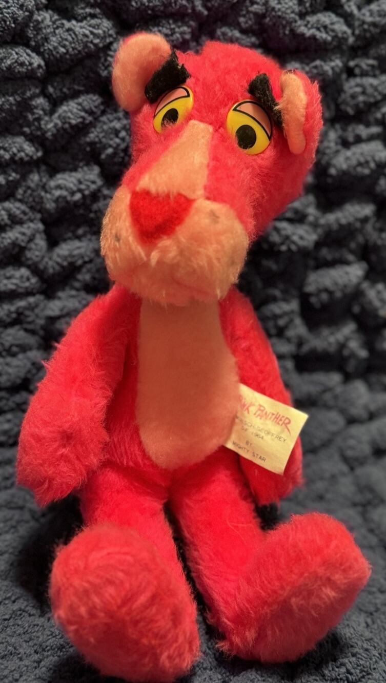 Pink Panther Plush 1964 Mighty Star 15" Stuffed Animal Vintage!